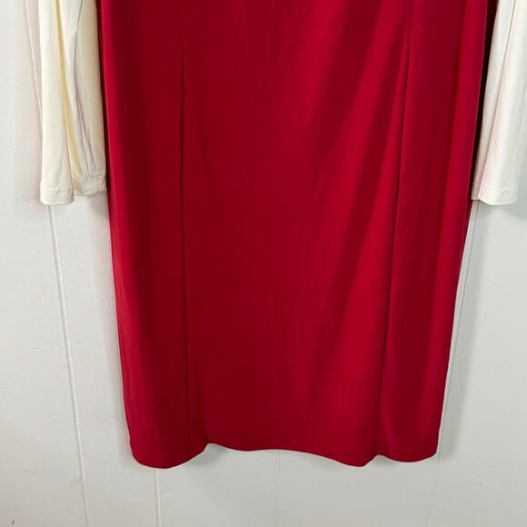 Kasper Womens Mini Dress Size XXL Red Cream Cutout Front Long Sleeve Colorblock - Picture 3 of 14
